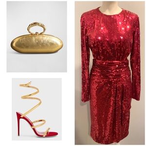 oleg cassini dress sequin SIZE 6 / Preloved